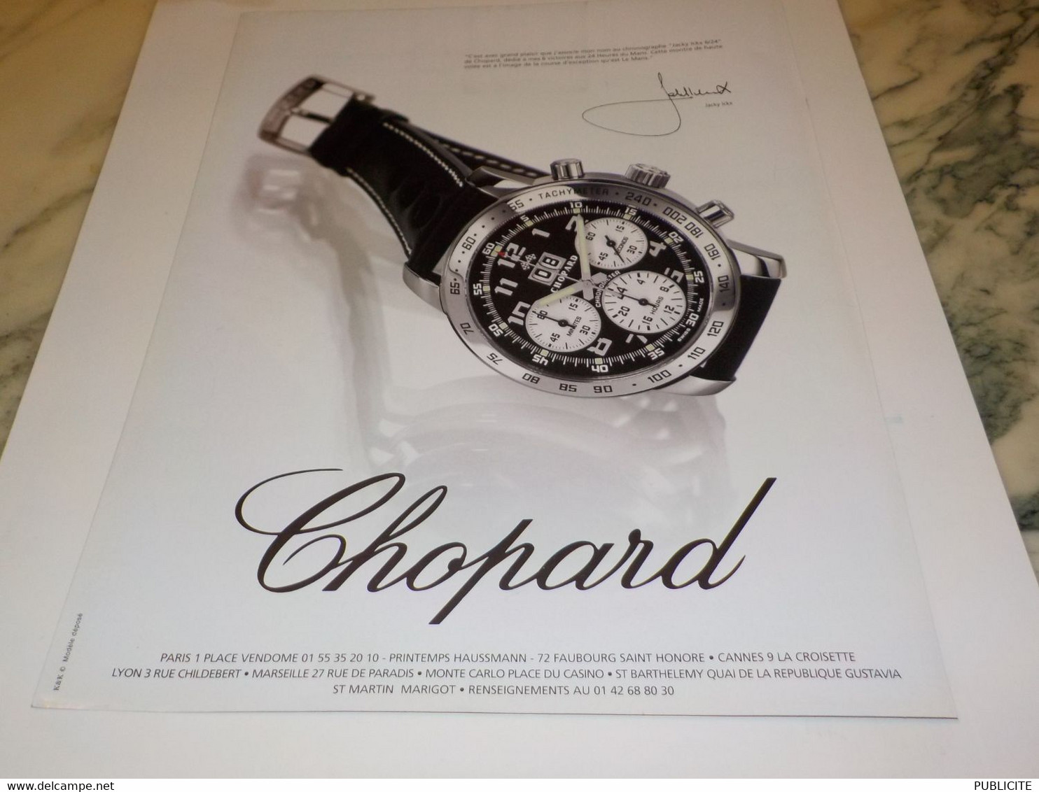 ANCIENNE PUBLICITE  MONTRE JACKY ICKS DE CHOPARD 2004 - Autres & Non Classés