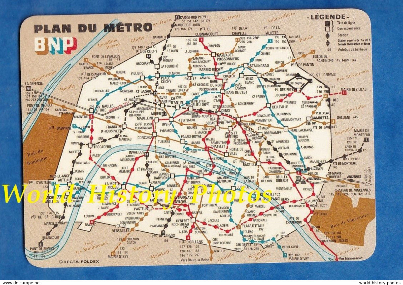 Carte Ancienne Publicitaire " Plastique " - PARIS - Plan Du Métro - Banque BNP - Recta Foldex - Métropolitain Autobus - Europe