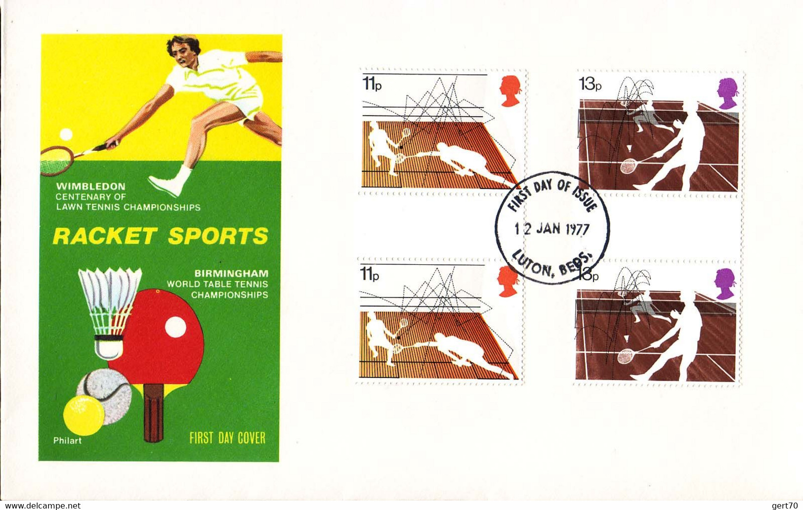 Great Britain 1977, Badminton / Squash / World Table Tennis Championships / Racket Sports / FDC - Bádminton