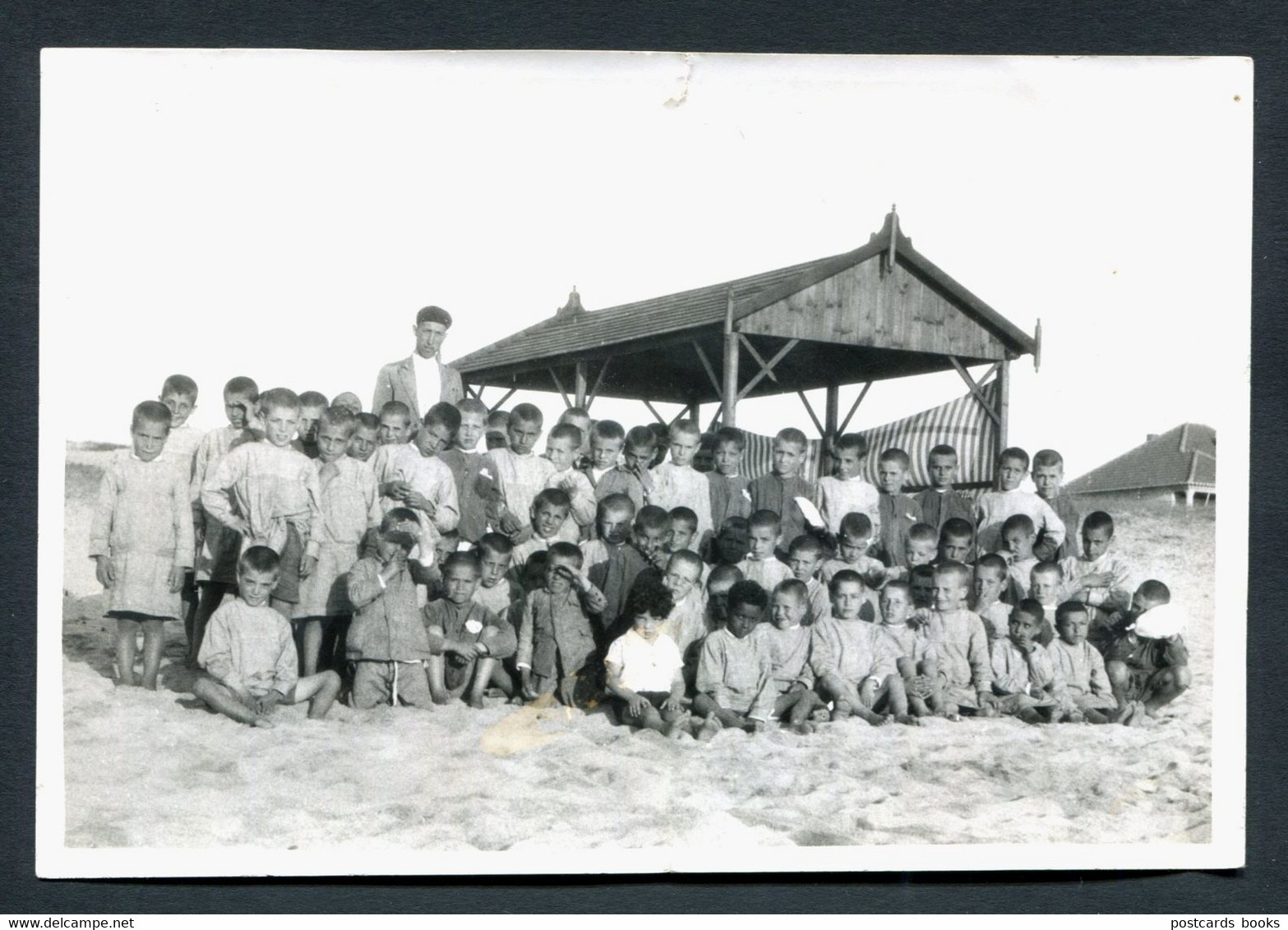 Fotografia Antiga Grupo De Crianças Portuguesas Na Praia. Old Photo PORTUGAL - Antiche (ante 1900)