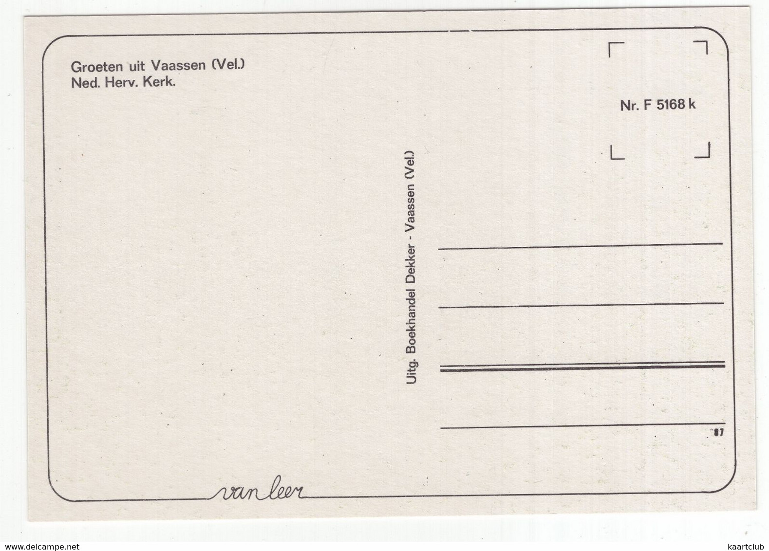 Groeten Uit Vaassen (Vel.) - Ned. Herv. Kerk - (Gelderland, Nederland) - Nr. F 5168 K - Epe