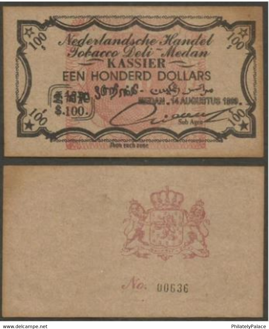 NETHERLANDS INDIES 100 Dollars 1899 Tobacco Coupon Note - Very Rare (**) - Otros & Sin Clasificación