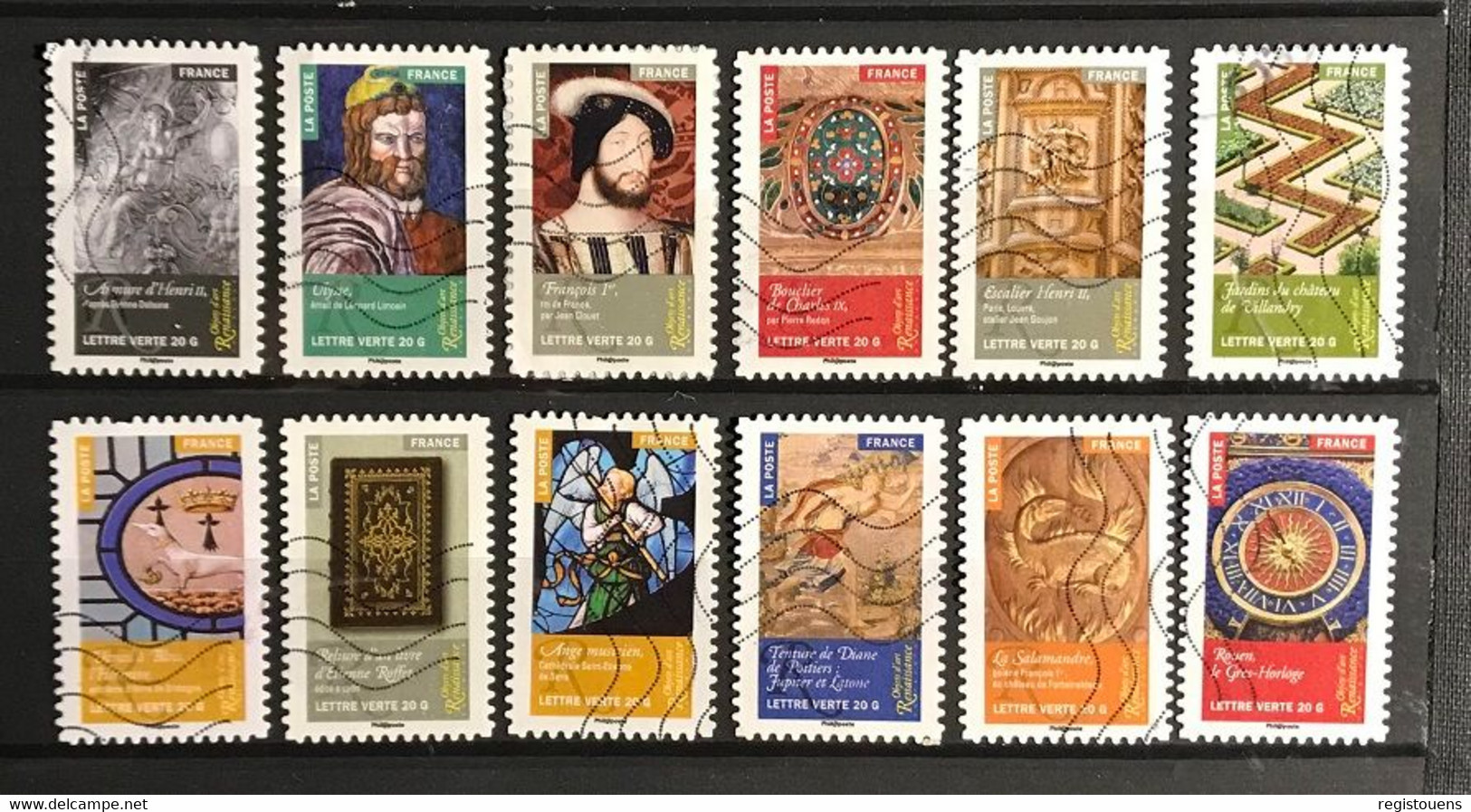 Lot De 12 Timbres Oblitérés Autoadhésifs France 2014 Yt 1011 À 1022 - Autres & Non Classés