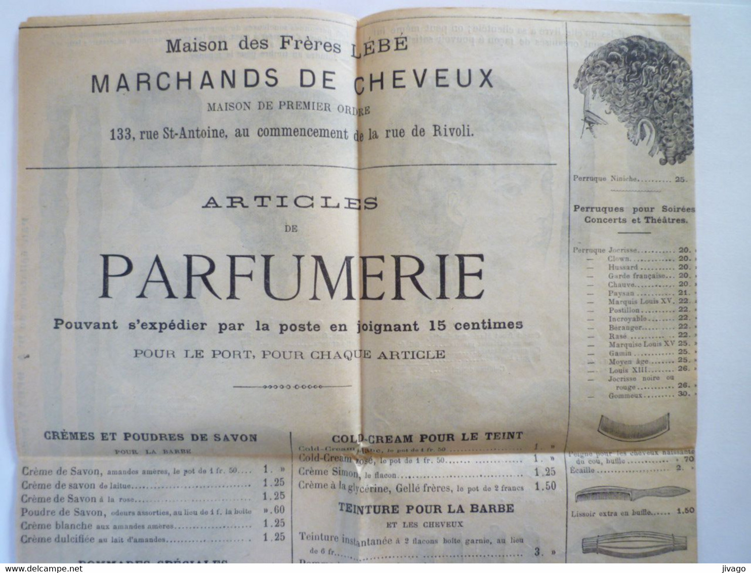 2022 - 1207  RARE DOC PUB  Maison Des Frères Lébé  " MARCHANDS DE CHEVEUX "  Vers 1880   XXX - Non Classés