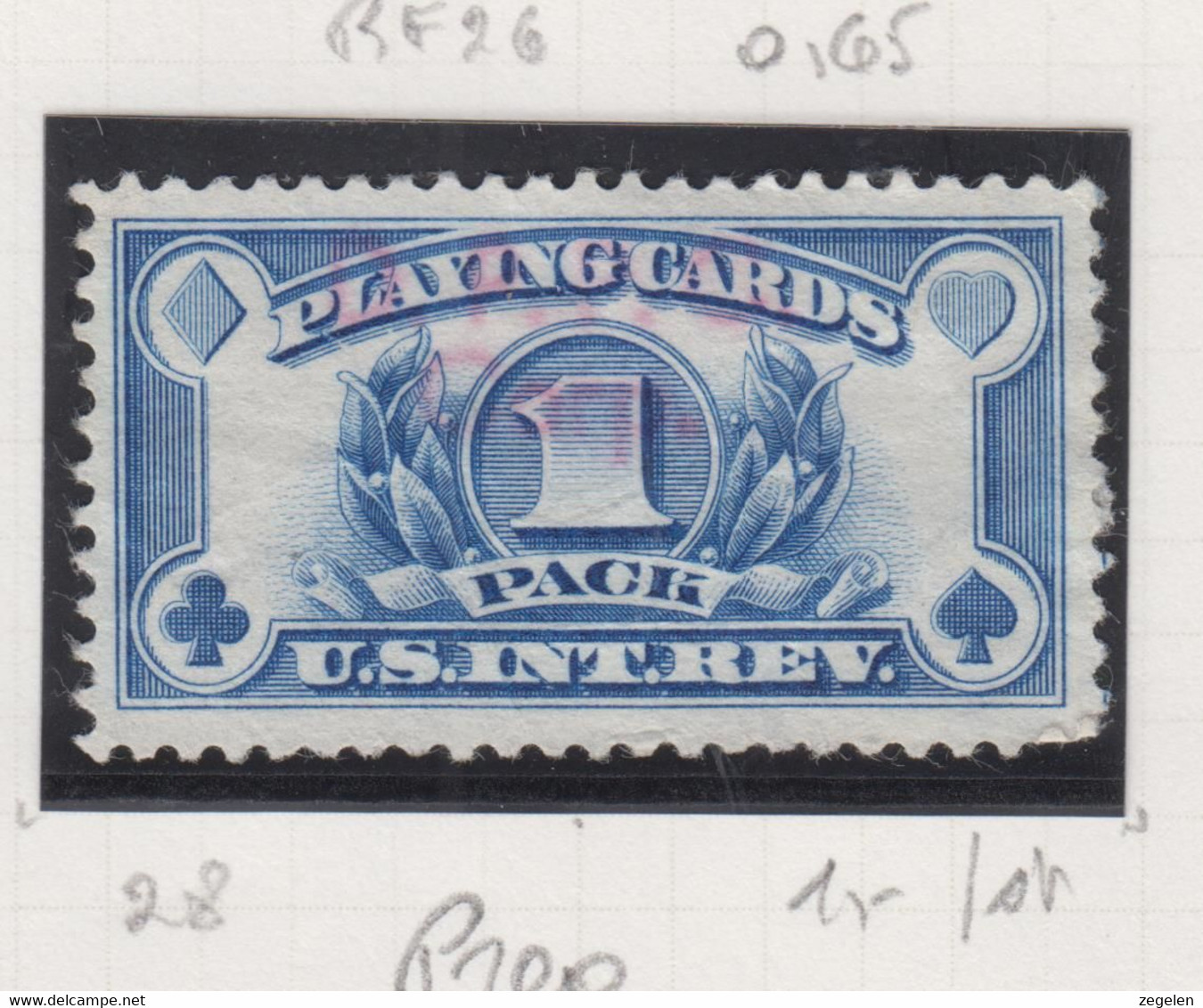 Verenigde Staten Scott Cataloog Revenue Stamps Playing Cards RE28 Met Preo-stempel - Revenues