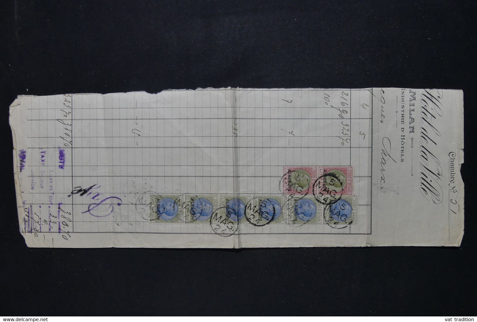 ITALIE - Fiscaux Sur Demi Facture De Milan -  L 117824 - Steuermarken