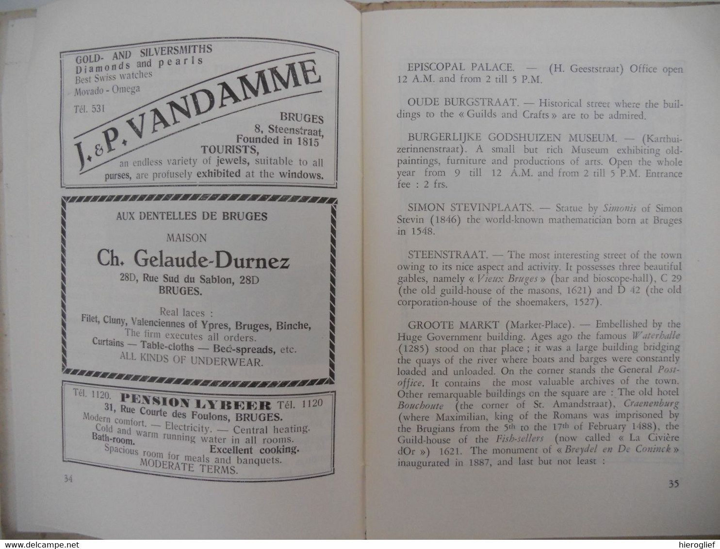 BRUGES AND THE BELGIAN SEA-RESORTS guide Jean Franck 1929 oostende nieuwpoort wenduine knokke heist koksijde brugge