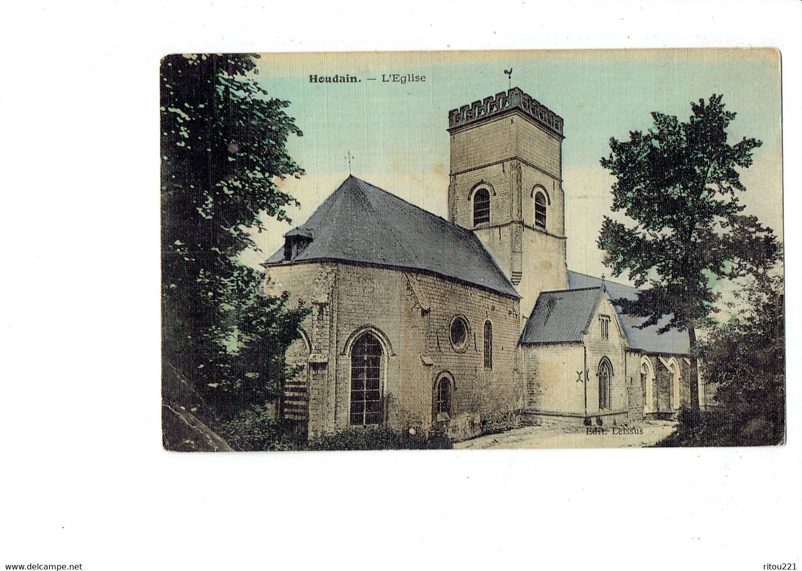 Cpa - 62 - Houdain - L'Eglise - Clocher Coq - Edit Leissus - 1914 - Houdain