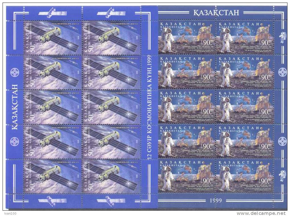 1999. Kazakhstan, Cosmonautics Day, 2 Sheetlets Of 10v, Mint/** - Kasachstan