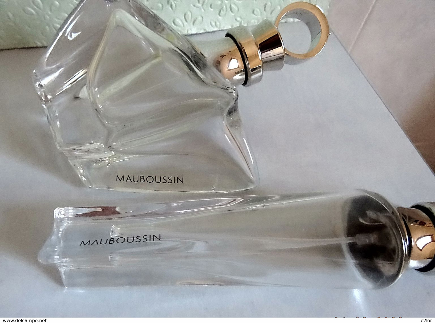 Lot 2 Flacons  " MAUBOUSSIN "  Eau De Parfum 50 Et 30 Ml VIDES - Bottles (empty)