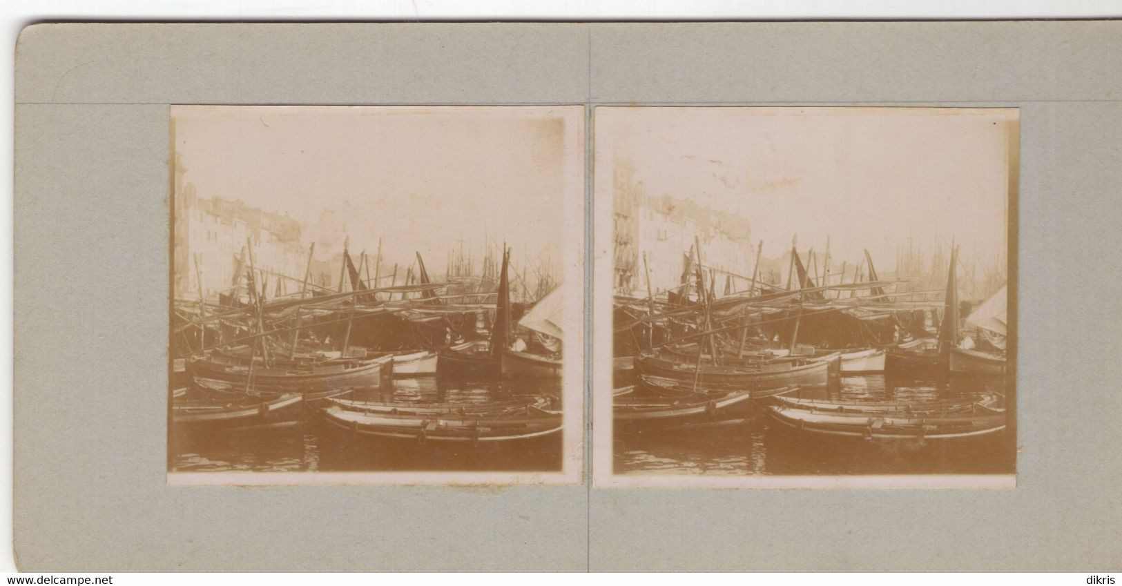 PHOTO-STEREO- 13- MARSEILLE A-IDENTIFIER  VUE DU PORT -VERS 1870/1880- RECTO-VERSO DIM 17.5X8.5 CM - Stereoscopic