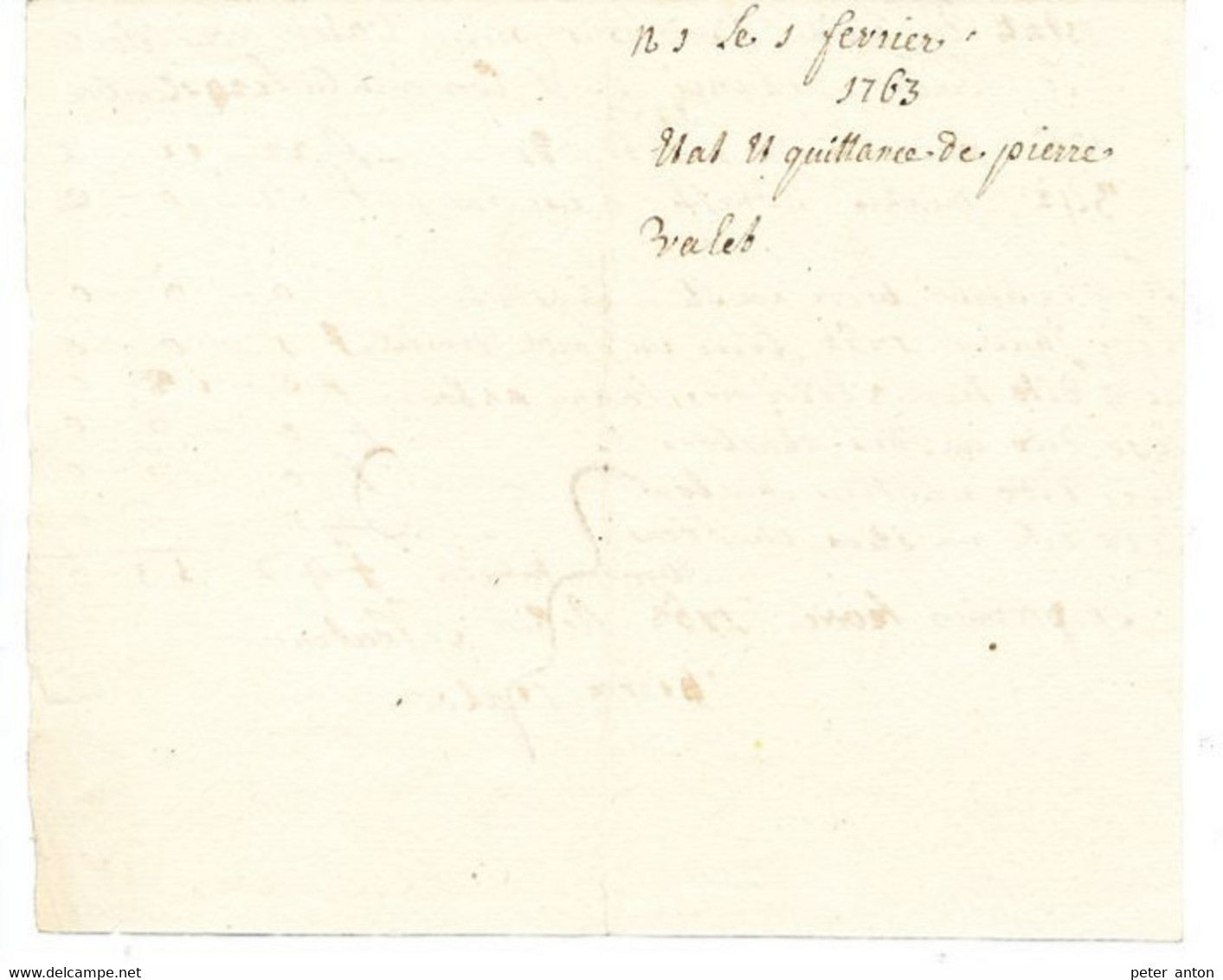 Facture De Pain Du Février 1763 Au Comte De Lanois ( De Lannoy) Par Pierre Valet Boulanger - ... - 1799