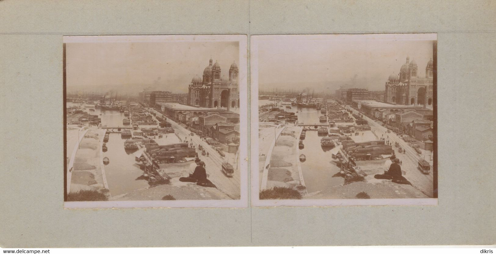 PHOTO-STEREO- 13- MARSEILLE A-IDENTIFIER    -VERS 1870/1880- RECTO-VERSO DIM 17.5X8.5 CM - Stereo-Photographie