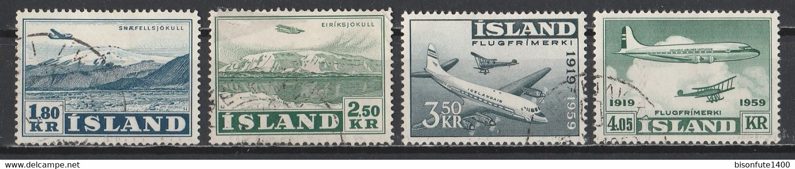 Islande Aérien 1952 Et 1959 : Timbres Yvert & Tellier N° 27 - 28 - 30 Et 31 Oblitérés. - Luftpost