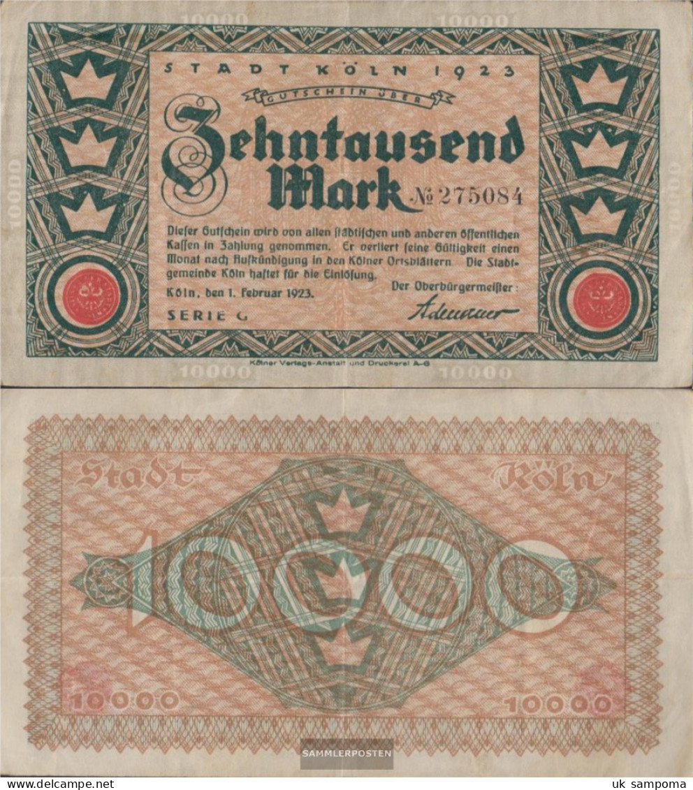 Cologne Inflationsgeld The City Cologne Used (III) 1923 10.000 Mark - 10.000 Mark