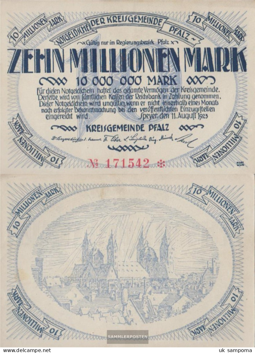 Speyer Inflationsgeld The Kreisgemeinde Palatine Used (III) 1923 10 Million Mark - 10 Mio. Mark