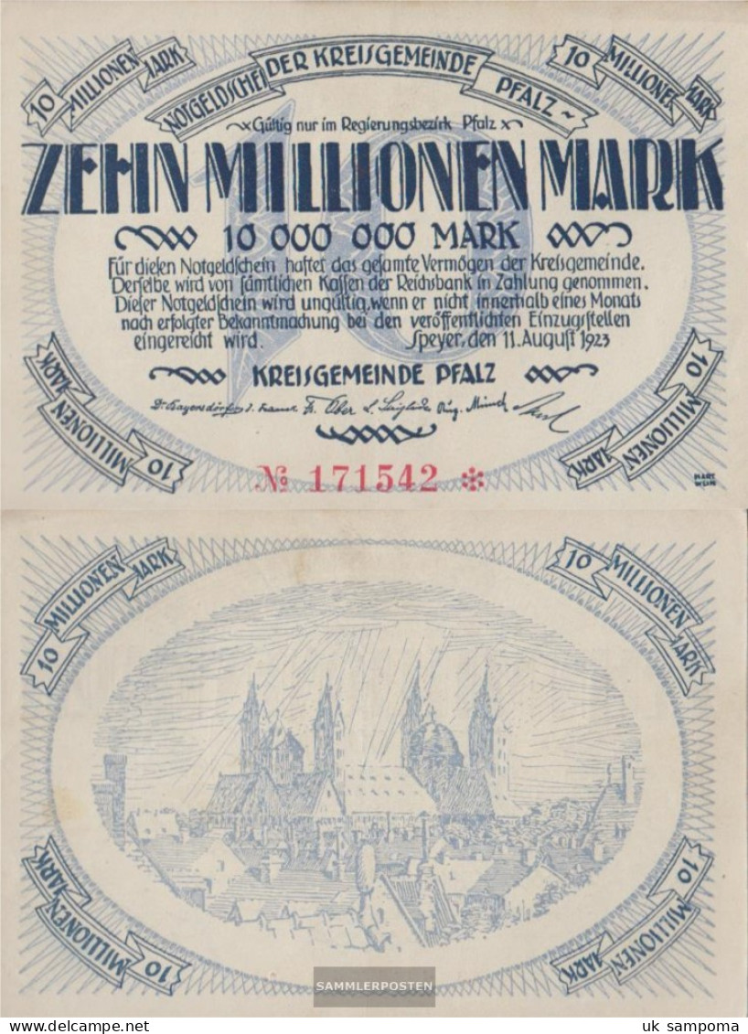 Speyer Inflationsgeld The Kreisgemeinde Palatine Used (III) 1923 10 Million Mark - 10 Millionen Mark