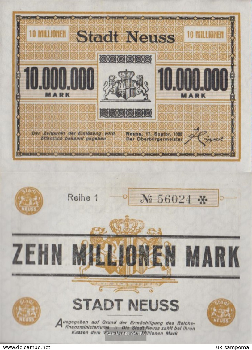 Neuss Inflationsgeld The City Neuss Used (III) 1923 10 One Million Mark - 10 Miljoen Mark