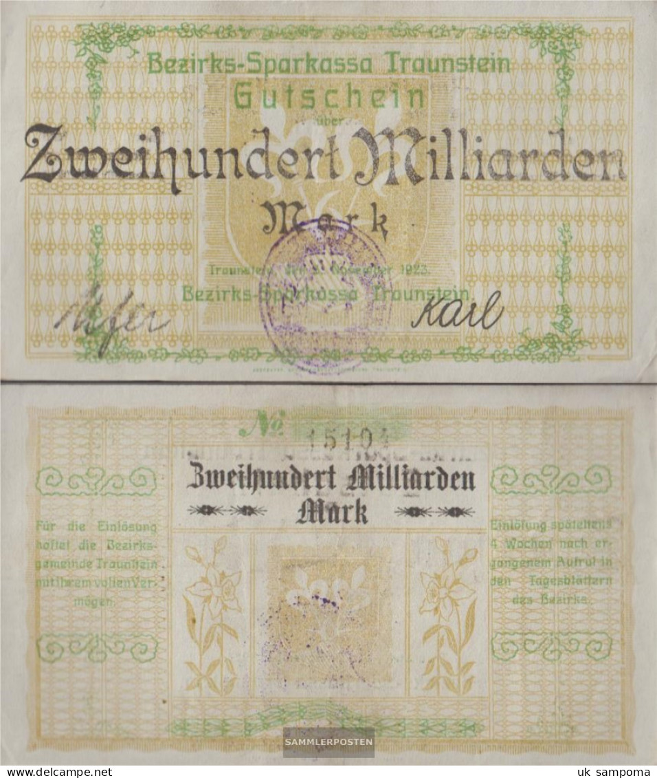 Traunstein Inflationsgeld Sparkassa Traunstein Used (III) 1923 200 Billion Mark - 200 Miljard Mark