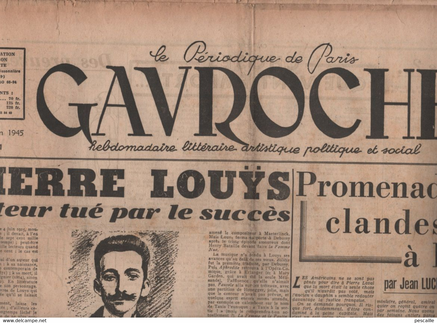 GAVROCHE 07 06 1945 - PIERRE LOUYS - FRESNES PRISON - CONSTITUANTE - MODE - CINEMA LES COMPAGNONS DE LA GLOIRE - DANSE - Le Petit Parisien