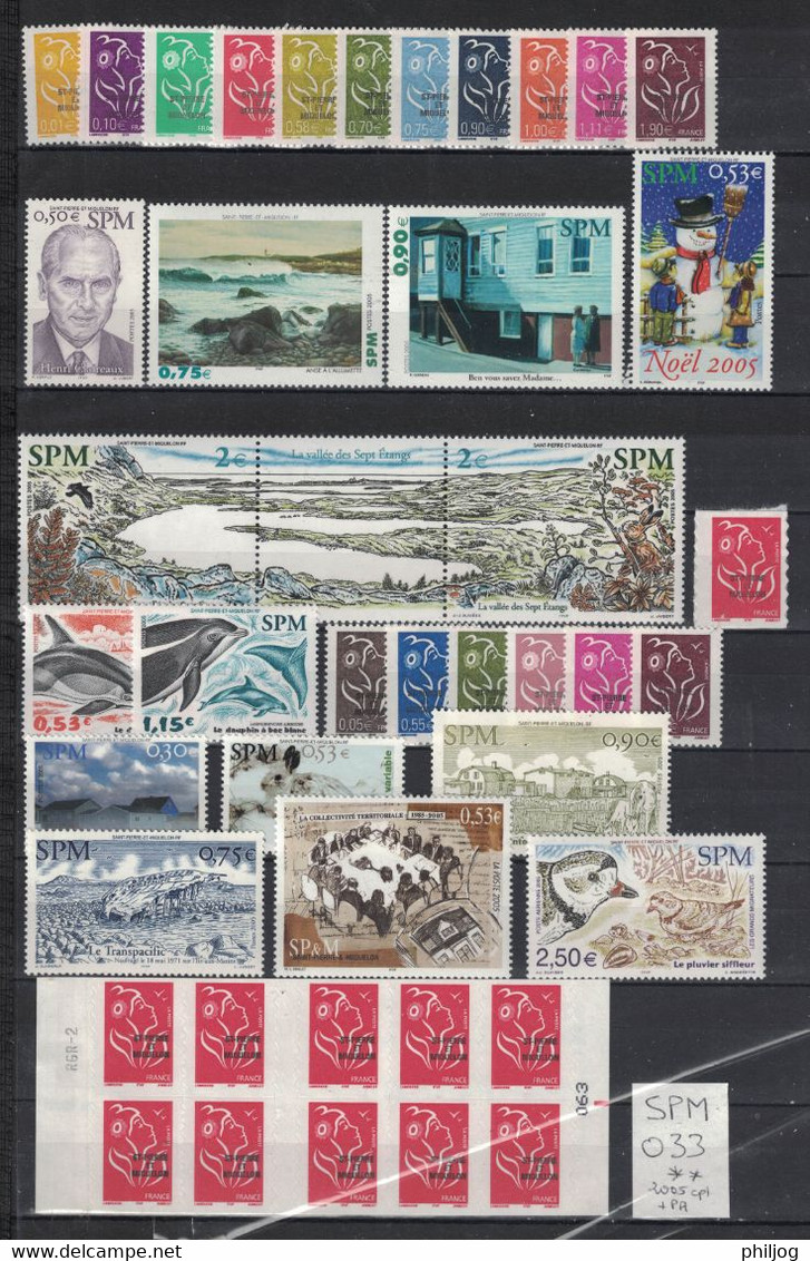 Saint Pierre - Année Complète 2005, Neuve SANS Charnière Avec Poste Aérienne Et Carnet - Complete Year 2005 MNH - Annate Complete