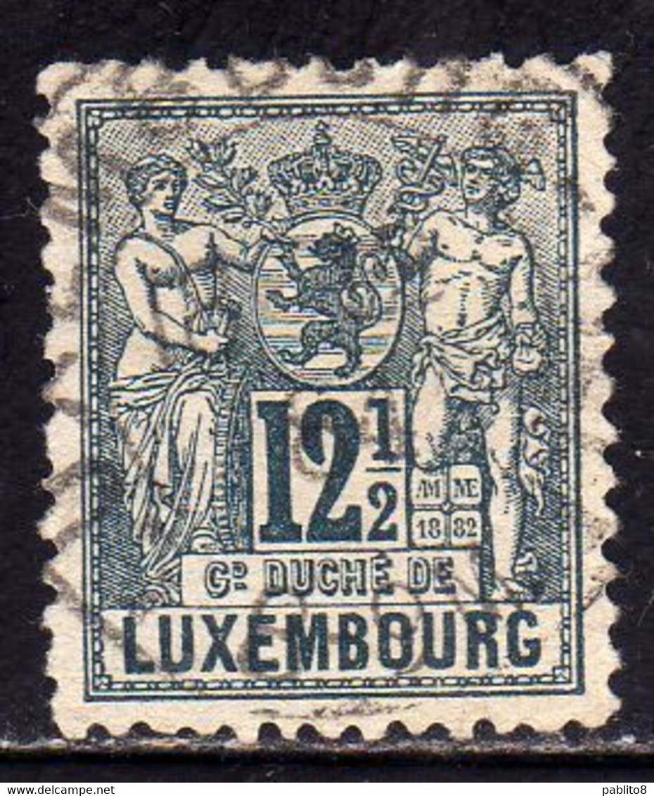 LUXEMBOURG LUSSEMBURGO 1882 INDUSTRY AND COMMERCE CENT. 12 1/2c USED USATO OBLITERE' - 1882 Allegorie