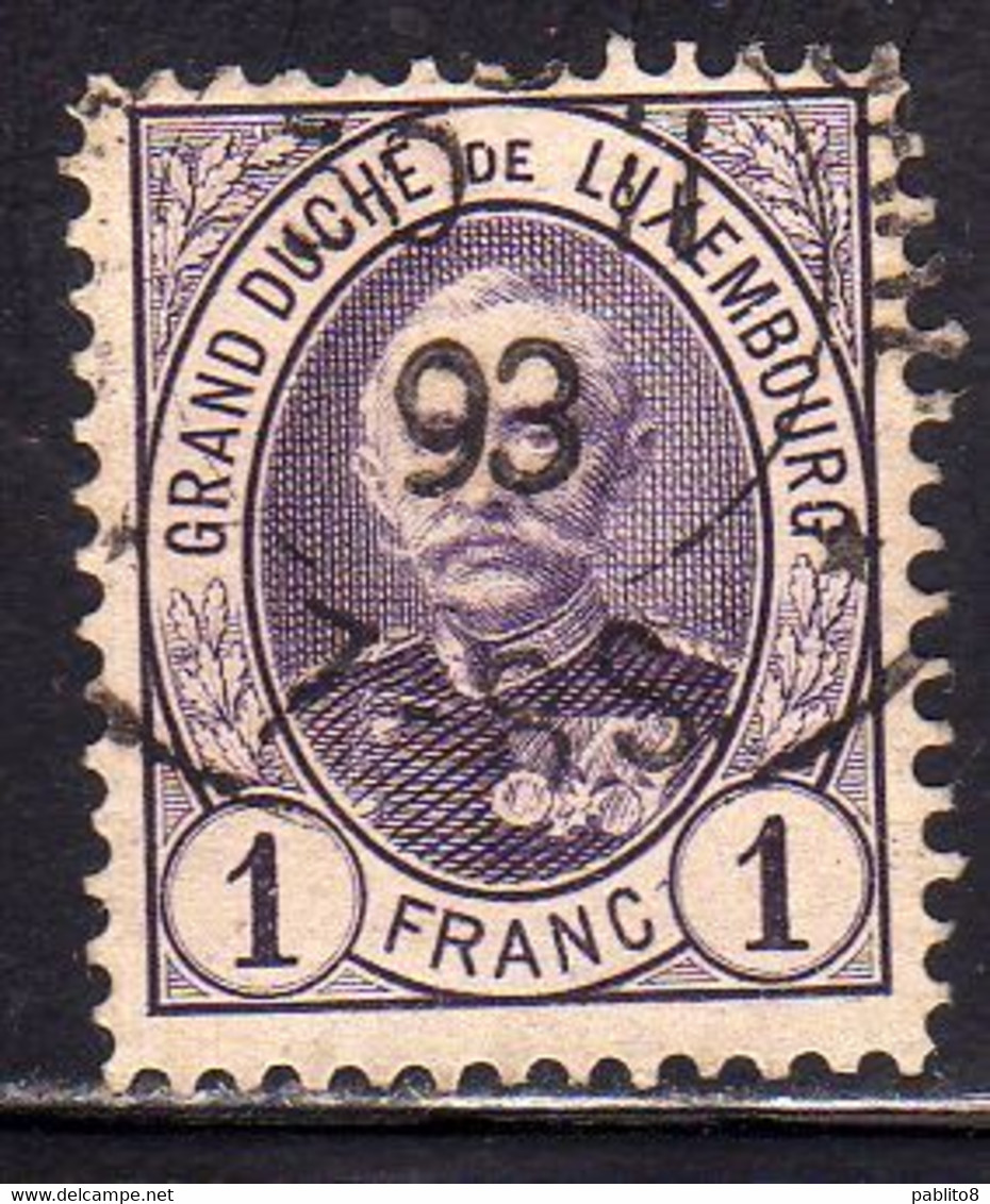 LUXEMBOURG LUSSEMBURGO 1891 1893 GRAND DUKE ADOLPHE 1fr USED USATO OBLITERE' - 1891 Adolphe Front Side