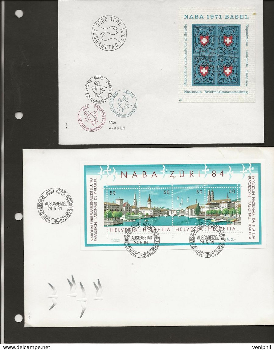 SUISSE - BLOC NABA N° 20  X 2 + N° 21 +N° 24 -L'ENSEMBLE SUR 4 LETTRES - ANNEE 1965-71 ET 1984 - Blocks & Kleinbögen