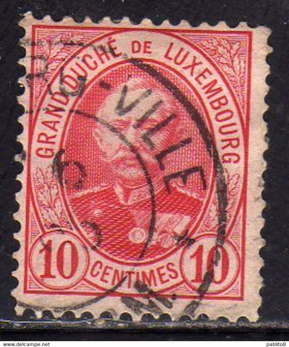 LUXEMBOURG LUSSEMBURGO 1891 1893 GRAND DUKE ADOLPHE CENT. 10c USED USATO OBLITERE' - 1891 Adolphe De Face