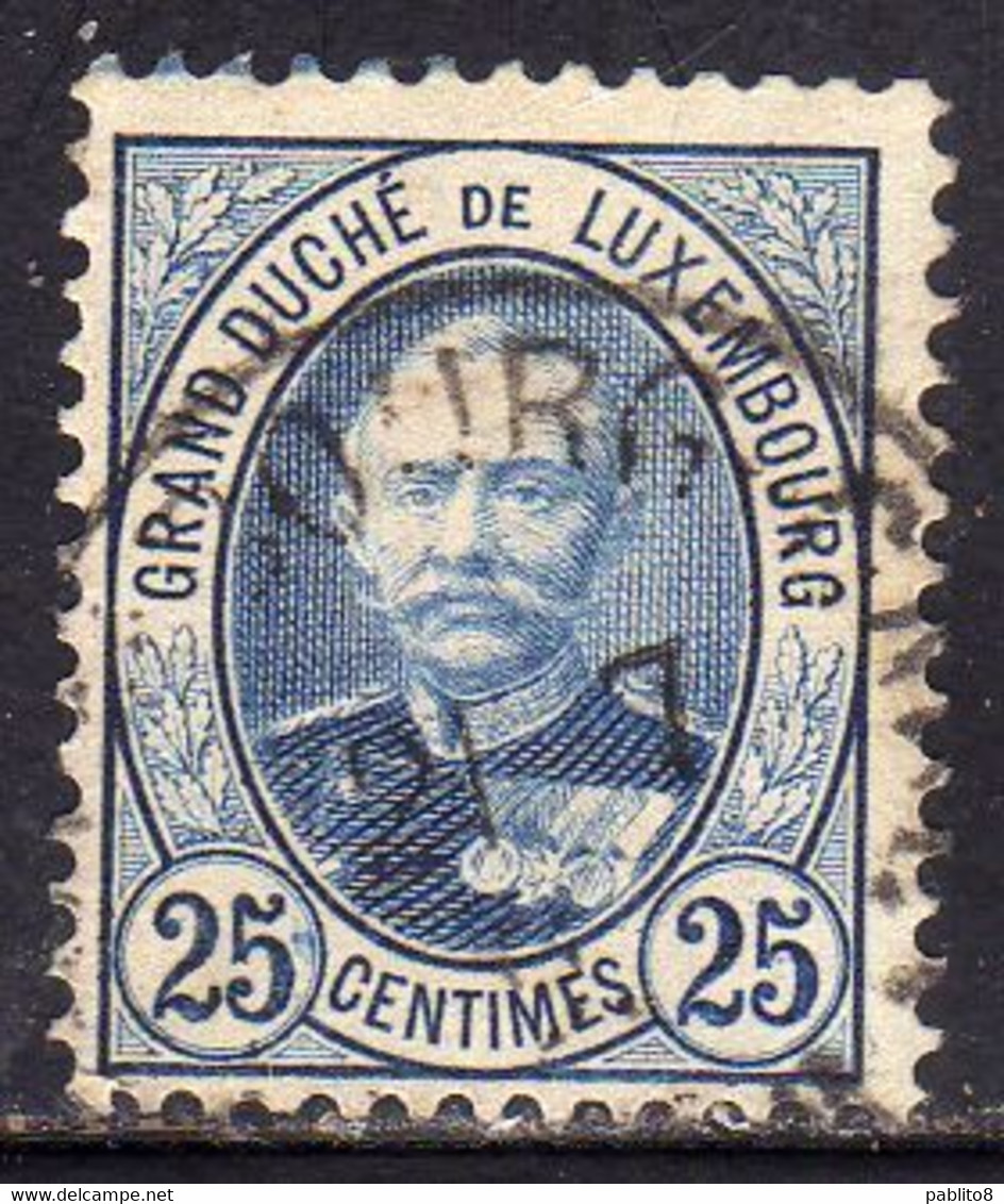 LUXEMBOURG LUSSEMBURGO 1891 1893 GRAND DUKE ADOLPHE CENT. 25c USED USATO OBLITERE' - 1891 Adolphe Frontansicht