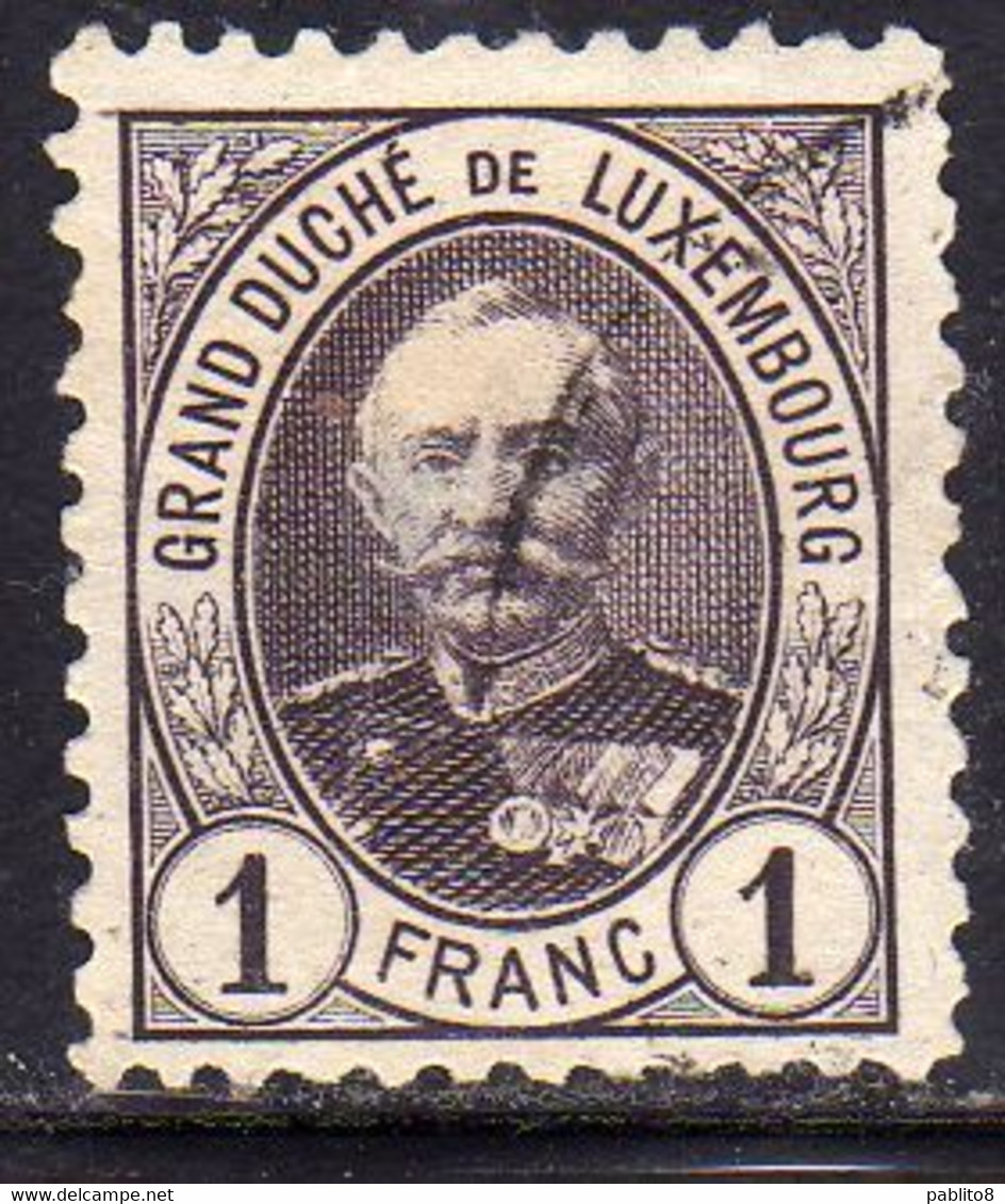 LUXEMBOURG LUSSEMBURGO 1891 1893 GRAND DUKE ADOLPHE 1fr USED USATO OBLITERE' - 1891 Adolfo Di Fronte