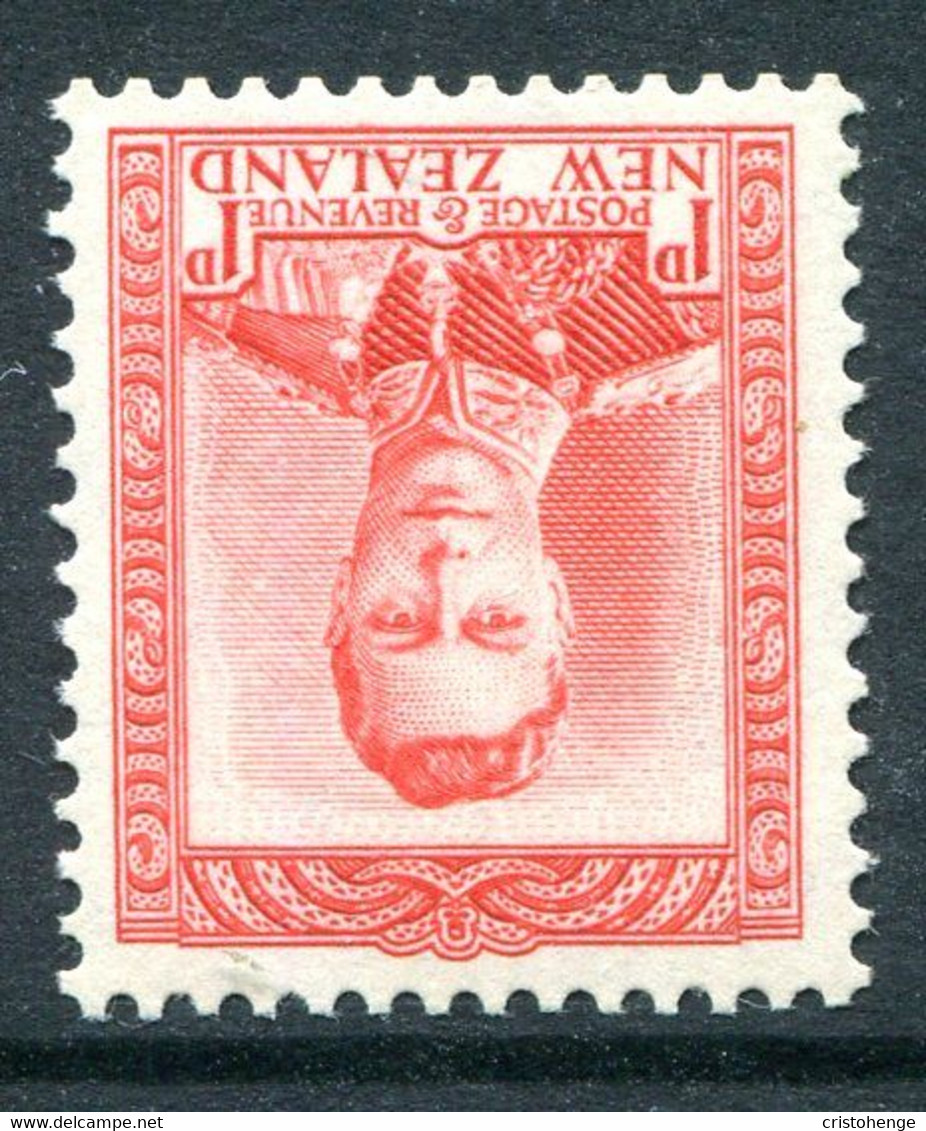 New Zealand 1938-44 King George VI Definitives - 1d Scarlet - Wmk. Inverted - VLHM (SG 605w) - Neufs