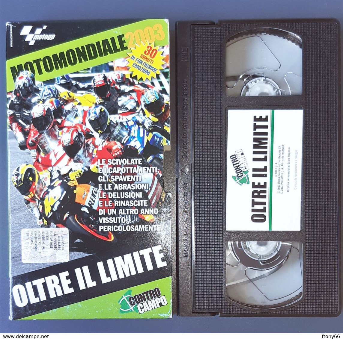 Videocassetta VHS "CONTRO CAMPO - MOTOMONDIALE 2003 OLTRE IL LIMITE" Usata - Sport