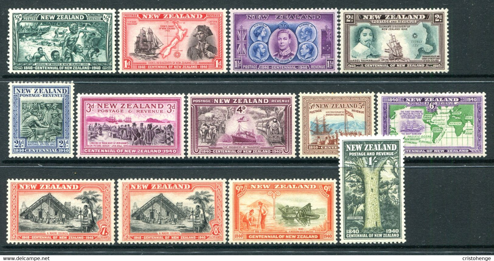 New Zealand 1940 Centenary Of Proclamation Of British Sovereignty Set HM (SG 613-625) - Unused Stamps