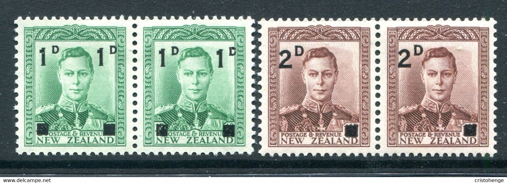 New Zealand 1941 KGVI Surcharges Pairs Set HM (SG 628-629) - Nuevos