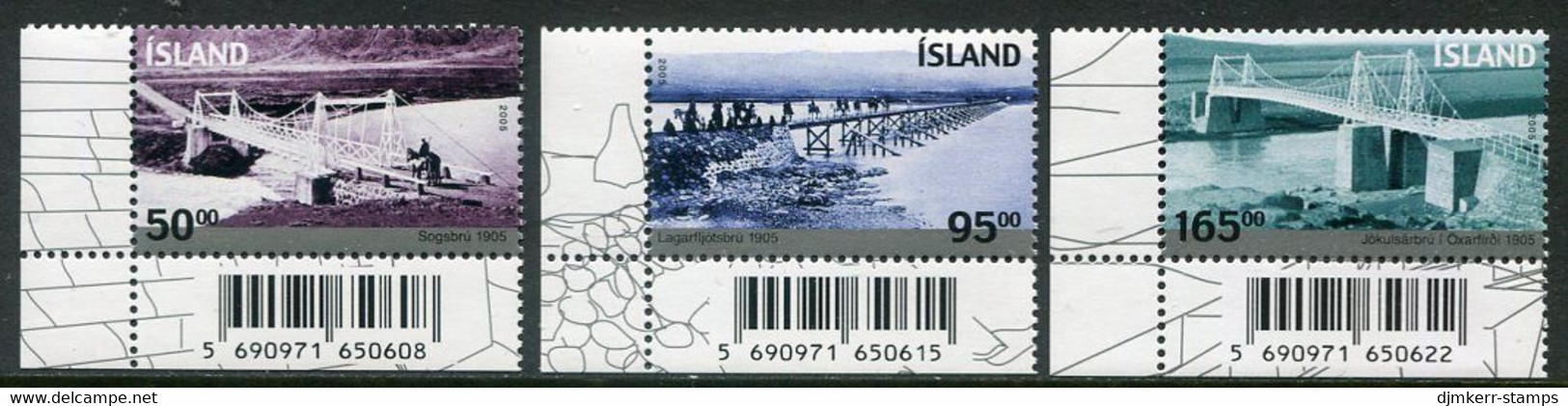 ICELAND  2005 Bridges  MNH / **.  Michel 1099-1101 - Unused Stamps