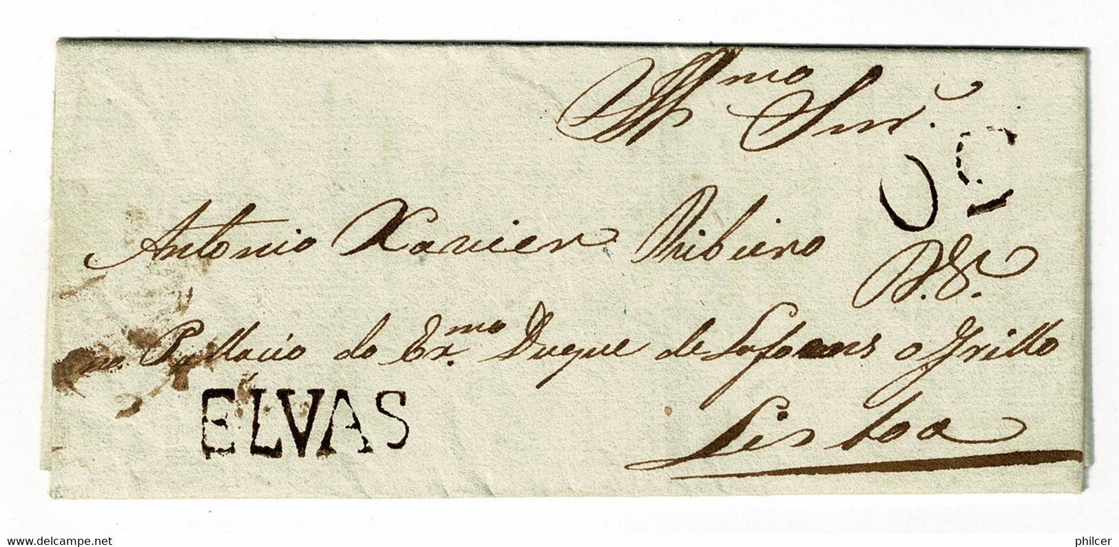 Portugal, 1835, Elvas-Lisboa - ...-1853 Prephilately