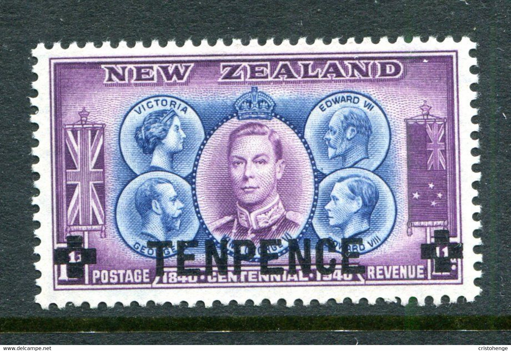 New Zealand 1944 10d Surcharge HM (SG 662) - Unused Stamps