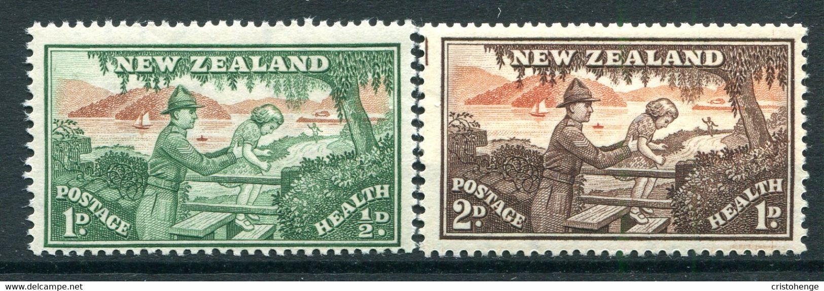 New Zealand 1946 Health - Soldier Helping Child Set HM (SG 678-679) - Unused Stamps