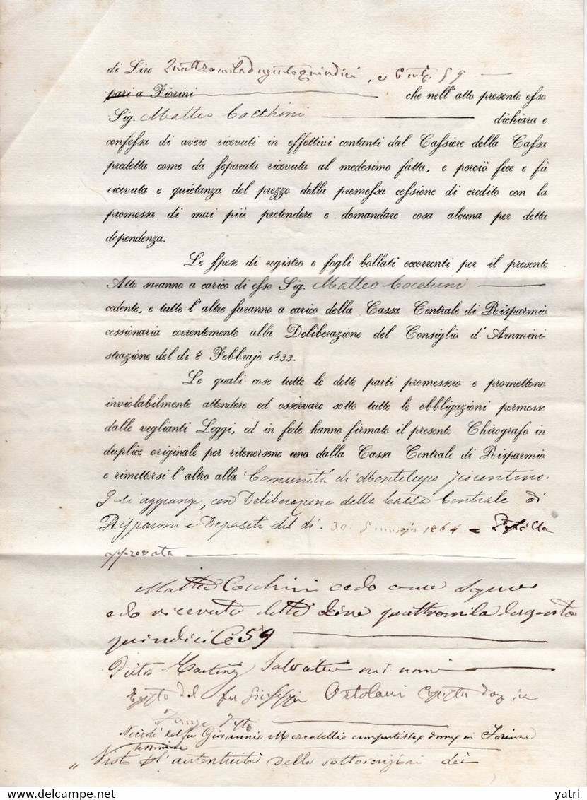 Regno D'Italia (1868) - Marca Da Bollo Da 1 Lira Su Parte Scrittura Privata - Steuermarken