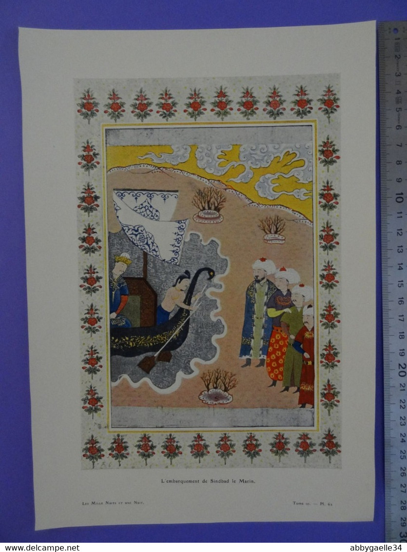 Illustration Du Conte Les Milles Et Une Nuit Costume Sinbad Le Marin Bateau Navire  (TIII Pl 62) - Arte Orientale