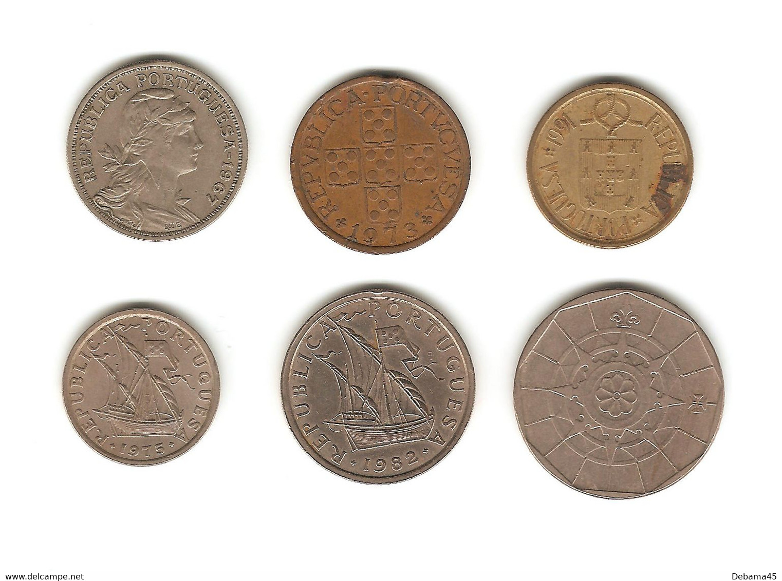 82/ Portugal : 50 Centavos 1967 - 50 Centavos 1973 - 2,5 Escudos 1975 - 5 Escudos 1982 Et 1991 - 20 Escudos 1988 - Portugal