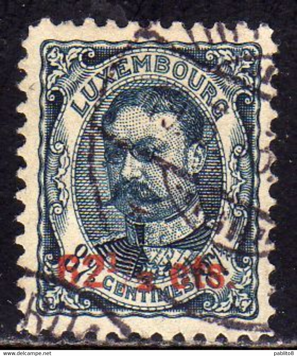 LUXEMBOURG LUSSEMBURGO 1912 1915 GRAND DUKE WILLIAM IV SURCHARGED 62 1/2 On 87 1/2 USED USATO OBLITERE' - 1906 Guillaume IV