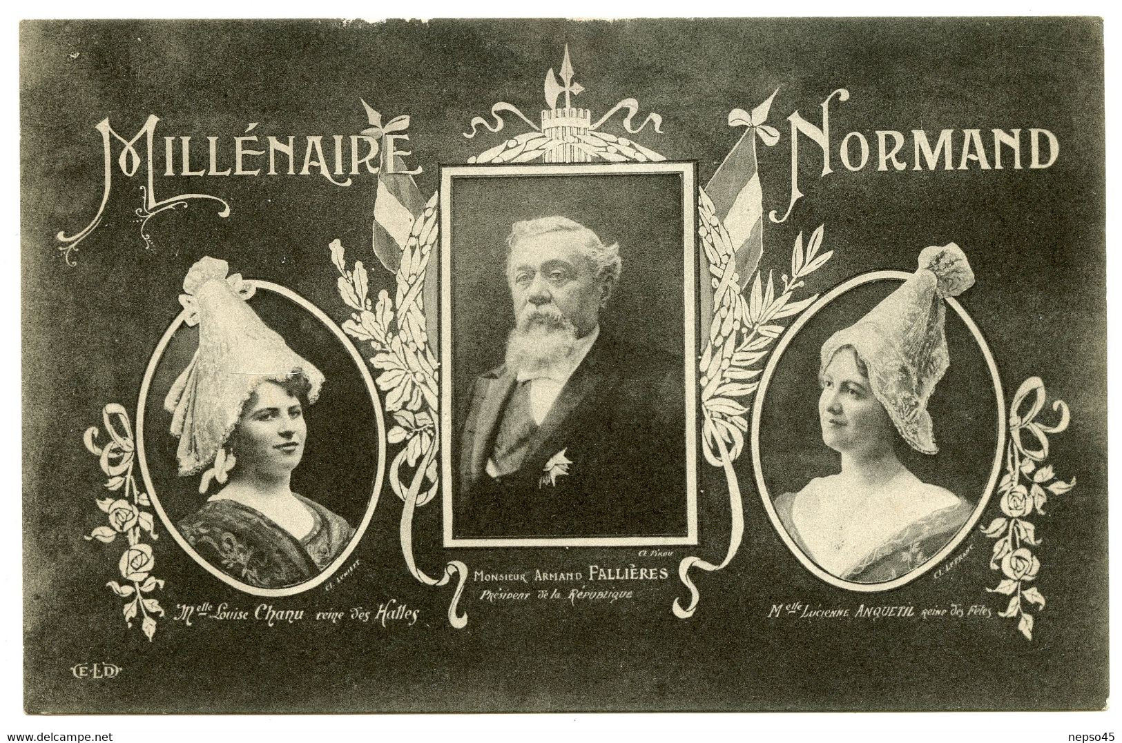 Rouen.1911.Millénaire Normand.1000e Anniversaire De La Fondation Du Duché De Normandie.Président République Fallières. - Inaugurazioni