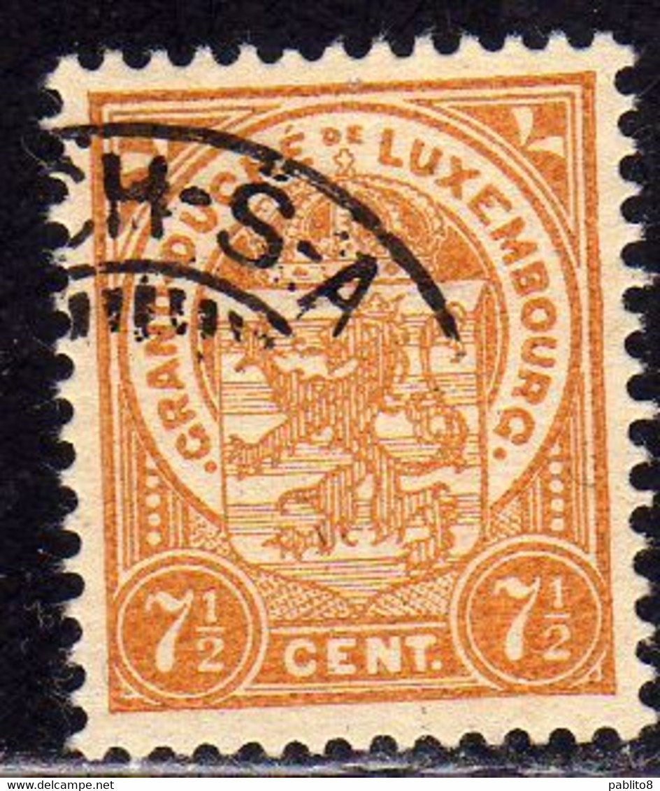 LUXEMBOURG LUSSEMBURGO 1906 1926 1919  COAT OF ARMS STEMMA ARMOIRIES CENT. 7 1/2c USED USATO OBLITERE' - 1906 Guillermo IV