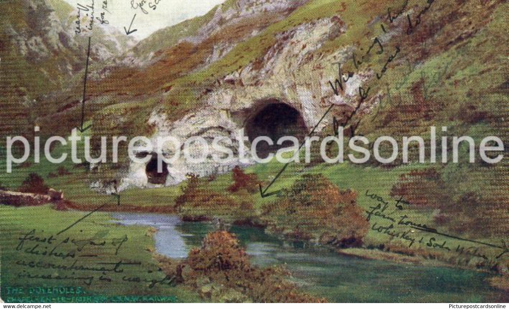 THE DOVE HOLES CHAPEL EN LE FRITH OLD COLOUR POSTCARD LONDON AND NORTH WESTERN RAILWAY OFFICIAL 1907 - Derbyshire
