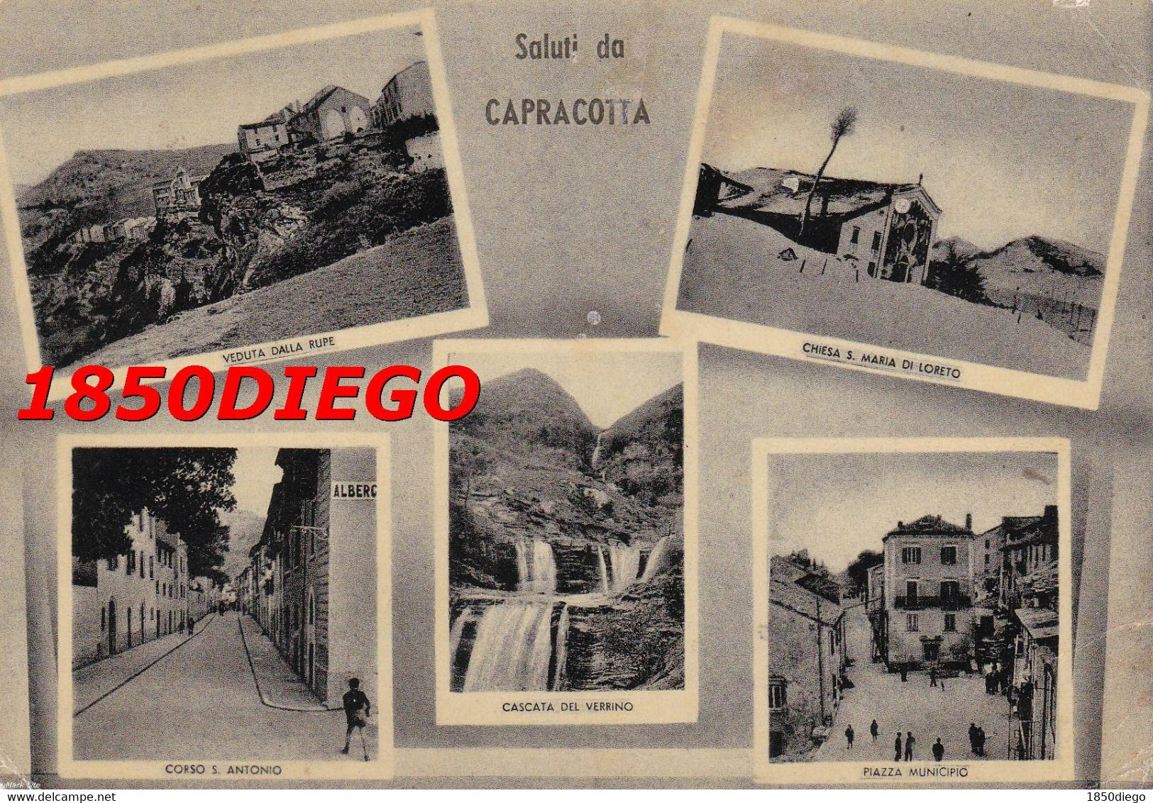 SALUTI DA CAPRACOTTA - MULTIVEDUTE  F/GRANDE VIAGGIATA 1954 ANIMAZIONE - Isernia