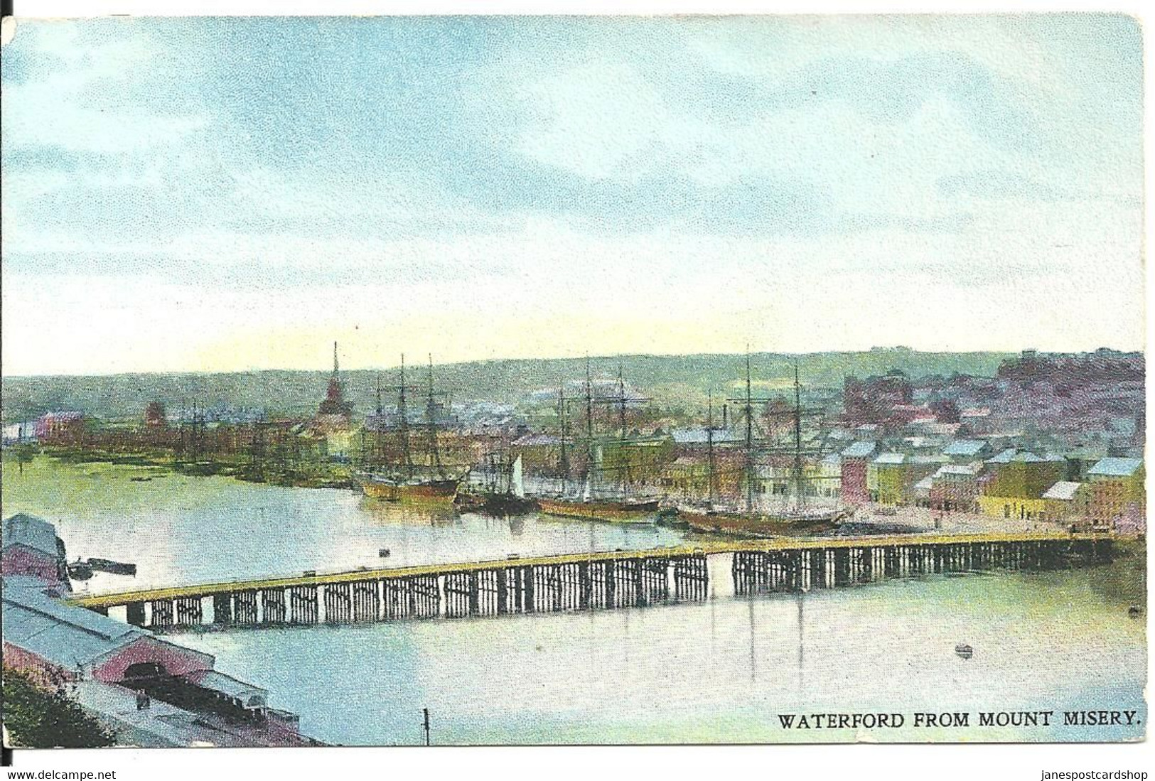 WATERFORD FROM MOUNT MISERY - SHIPS - BRIDGE - GOOD LONDONDERRY POSTPARK - 1907 - LOCAL PUBLISHER - Waterford