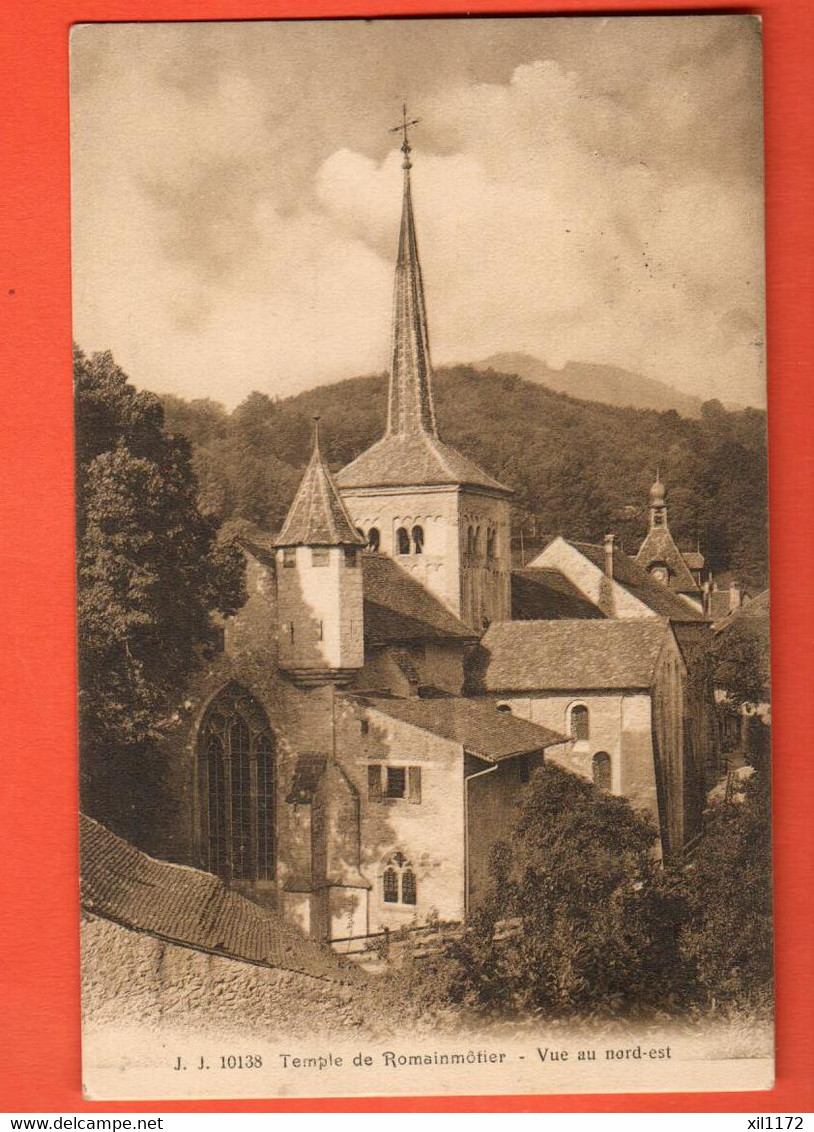 EAY-23 Temple De Romainmotier , Vue Nord Est. Circulé 1922 Jullien 10138 - Romainmôtier-Envy