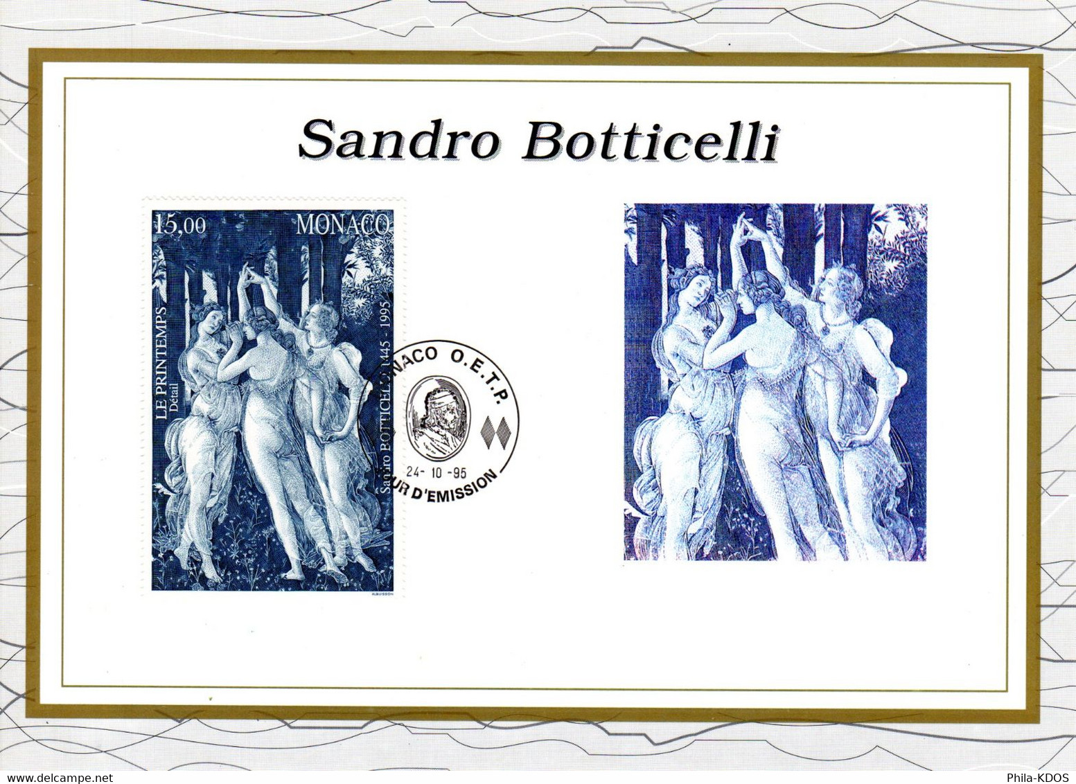 " LE PRINTEMPS De BOTTICELLI " Sur Encart CEF 1er Jour De MONACO De 1995 Parfait état FDC - Naakt